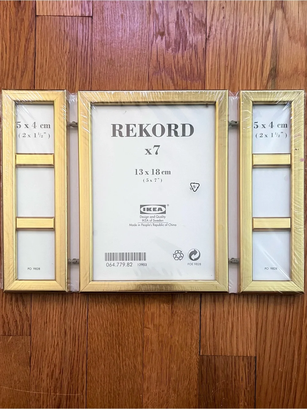IKEA REKORD Gold Triptych 5x7 Center Multi-Opening Photo Frame- Rare Vintage NEW